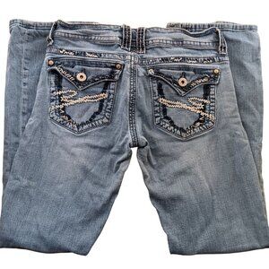 Stetson Womens Regular Fit Embroidered Light Wash Denim Jeans Sz 10